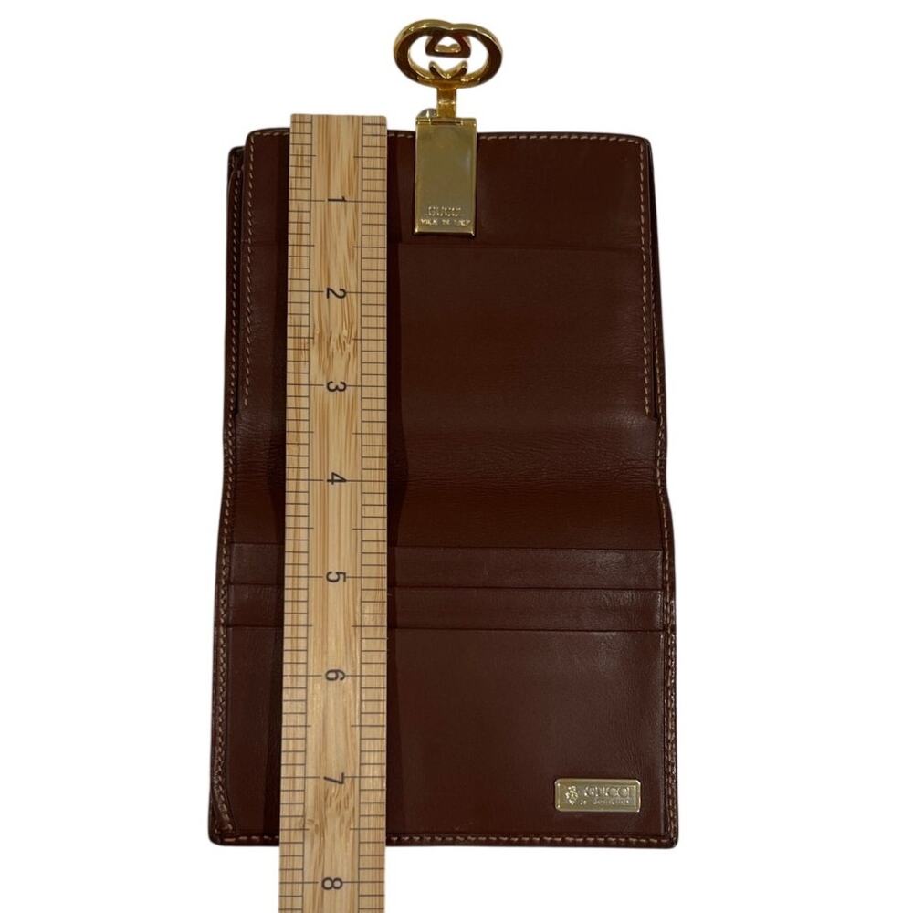 Gucci GG Leather Bifold Wallet with Kisslock Coin Pouch Vintage 80s Cash & Cards - Picture 10 of 11